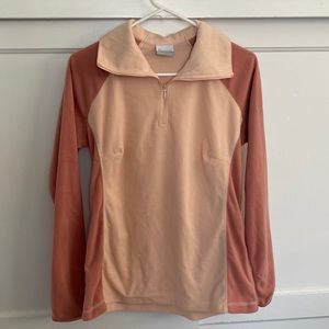 Columbia Pink and Coral Fleece Quarter Zip Up Sweater